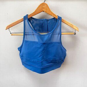 Zyia Active Blue Mesh Racerback Sports Bra With Zipper Detail Size‎ L